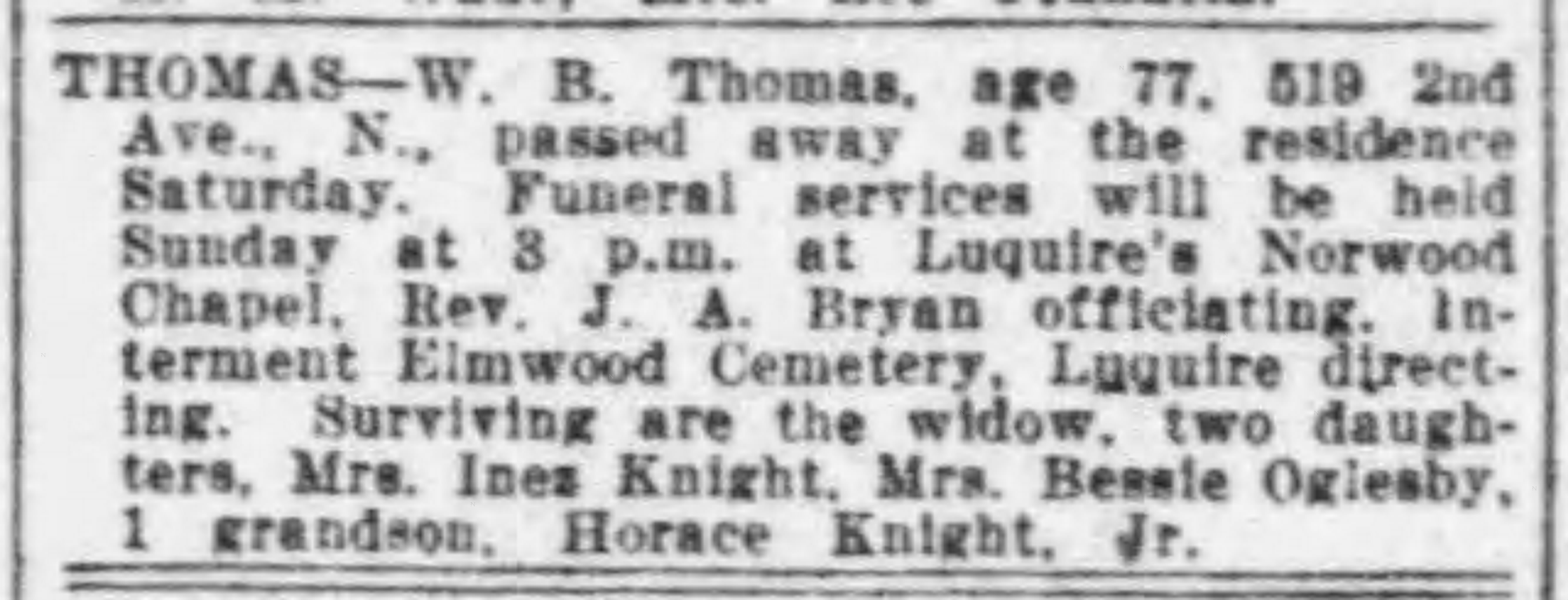 W.B. Thomas obituary